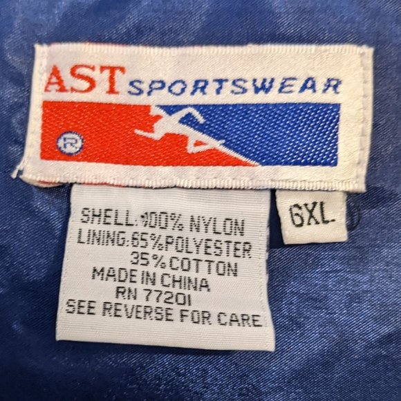 AST Sportswear Vintage Lined Blue Satin Coaches Jacket w/Pockets - size 6XL - Picture 3 of 12